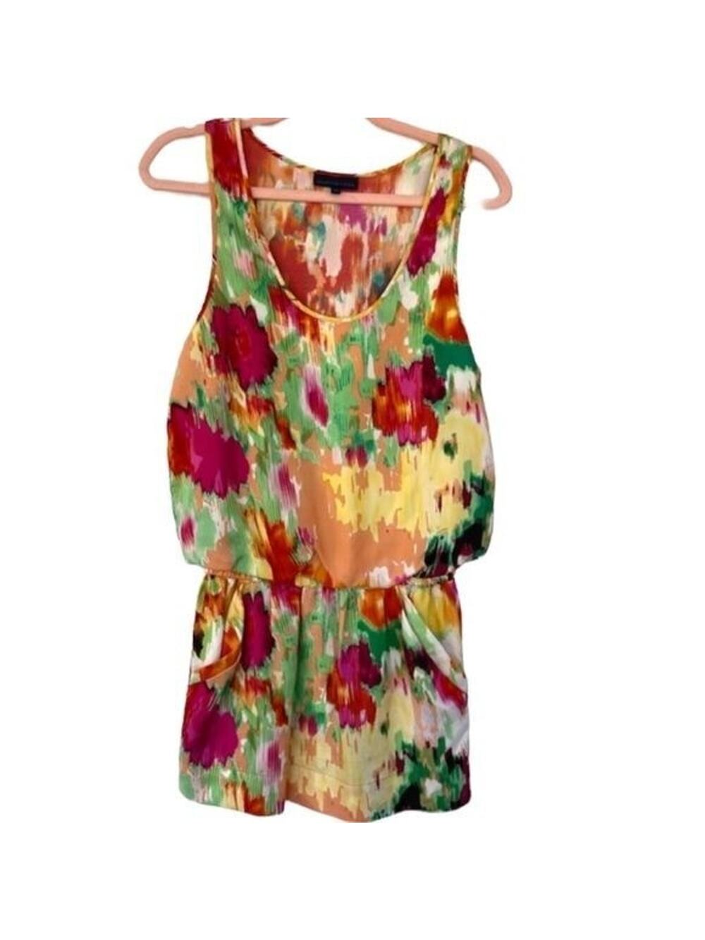 Martin + Osa Abstract Floral Silk Mini dress Drop Cinch Waist Y2K Avant Garde XS